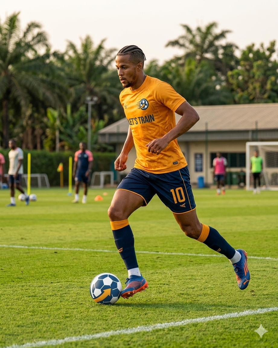 Footballer in action